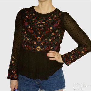 Trafaluc by Zara Embroidered Long Sleeve Top Sz. M